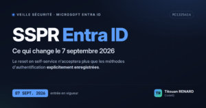 SSPR Entra ID : ce qui change le 7 septembre 2026 (MC1325414)